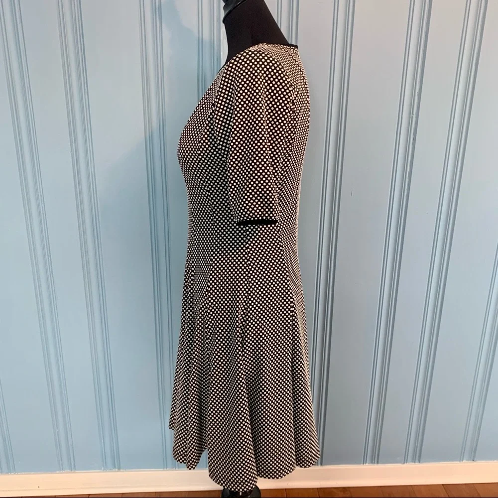Julian Taylor Dress Black with White Polka Dots Short Sleeve Full Skirt -Size 8 - Picture 5 of 13